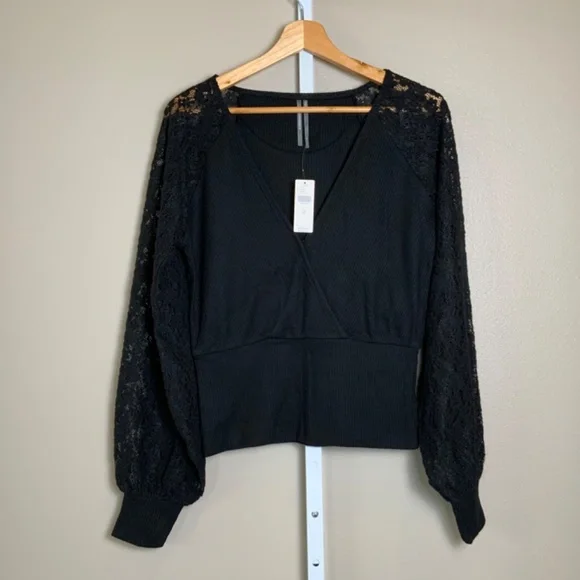 Anthropologie Lace-Sleeve Sweater Top - Picture 6 of 16